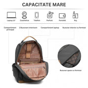 Rucsac elegant pentru femei, Miss Lulu, cu husa pentru laptop si buzunare multiple, bareta troler, BPM2431