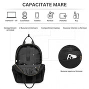 Rucsac versatil, elegant, Miss Lulu, cu compartiment pentru laptop si bareta troler, BPM2439