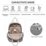 Rucsac versatil, elegant, Miss Lulu, cu compartiment pentru laptop si bareta troler, BPM2439
