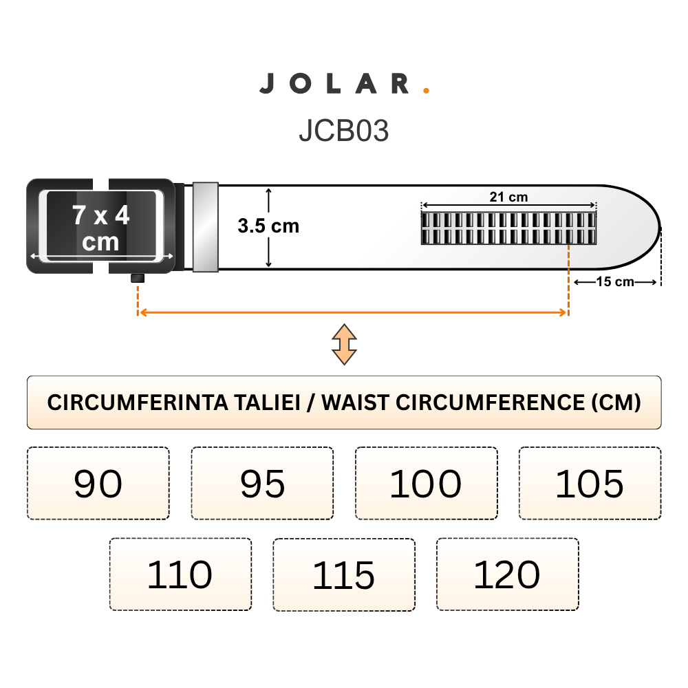 Curea Bărbați, Piele Naturală, JOLAR JCB03