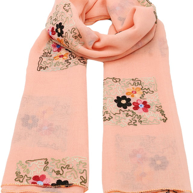 Esarfa dama, subtire, cu flori brodate in patrat, NK22