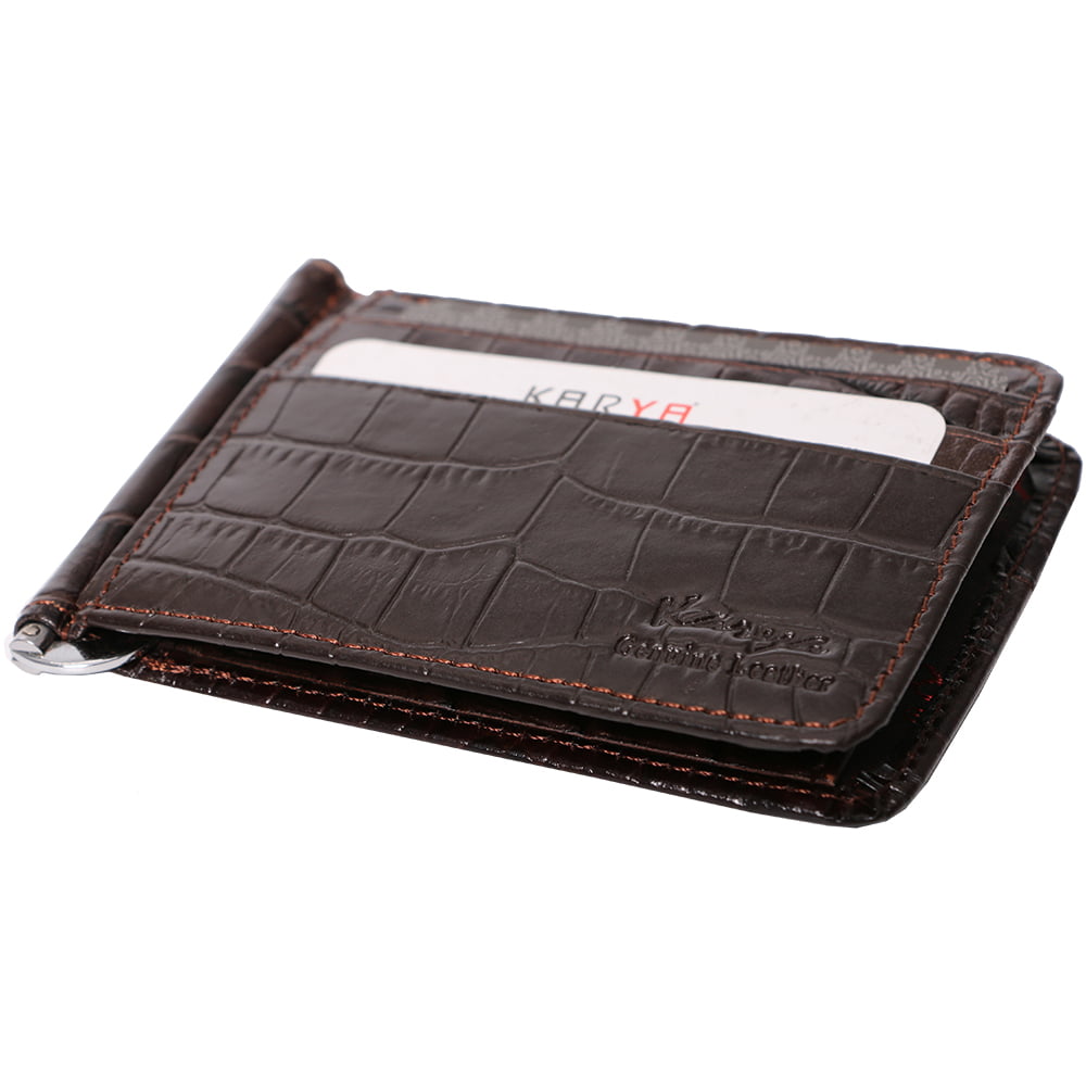 Port card unisex, din piele naturala, cu clapa metalica pentru bancnote 0904