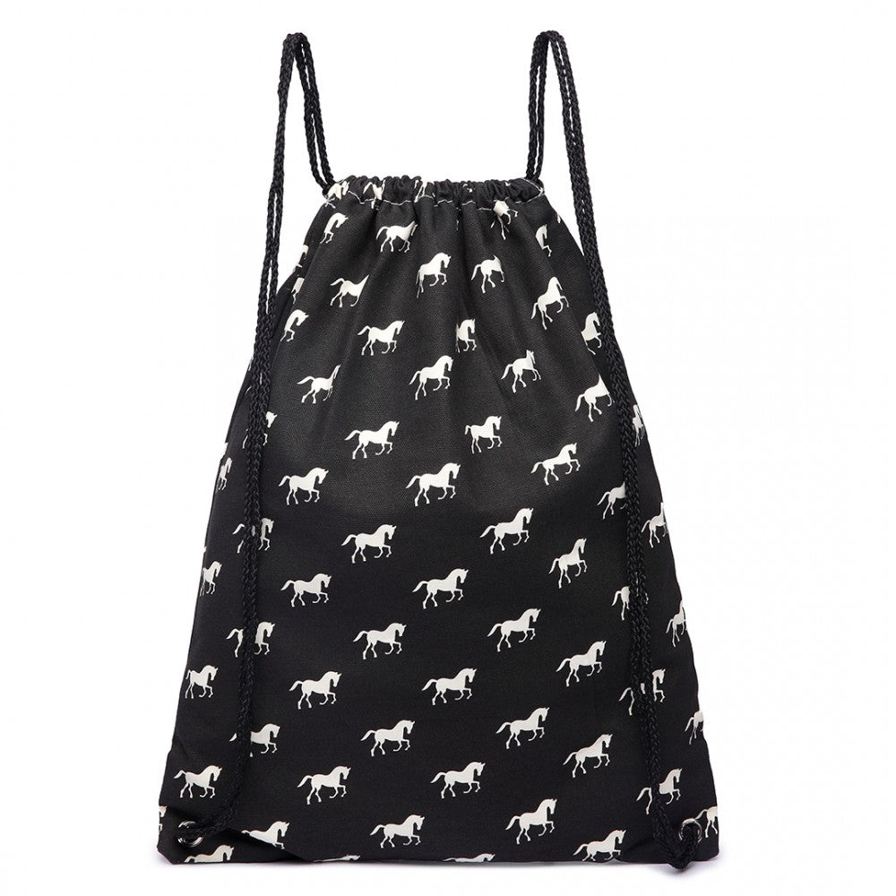 Rucsac casual unisex, bretele snur, imprimeu cai, KONO E1406H