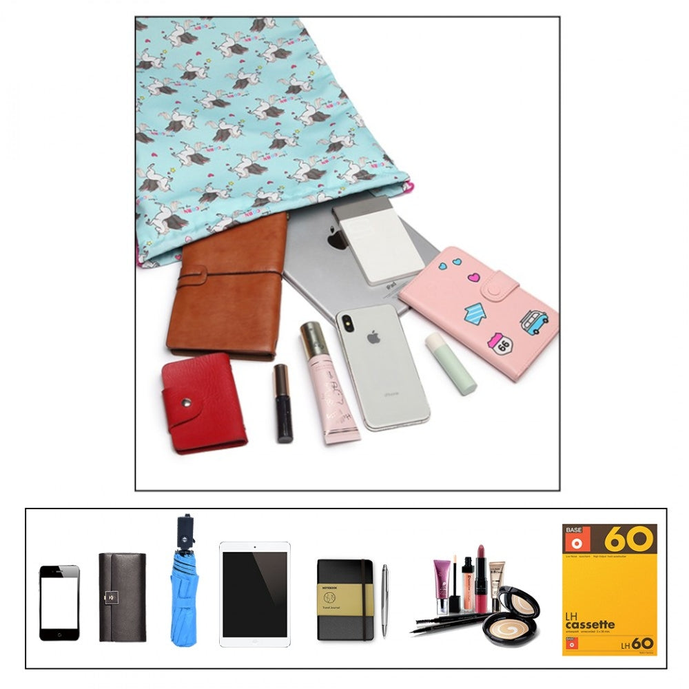 Rucsac cu snur unisex, imprimeu unicorn, Miss Lulu E1406UN