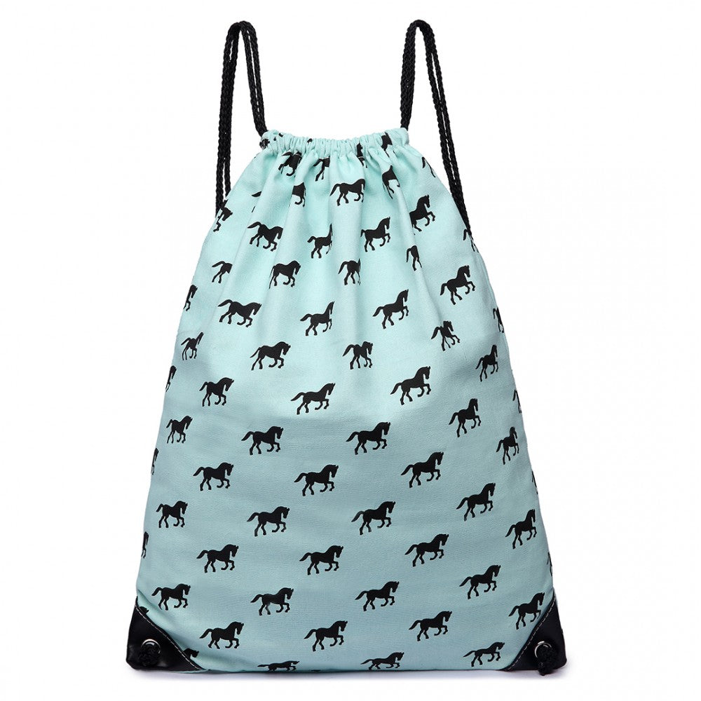 Rucsac casual unisex, bretele snur, imprimeu cai, KONO E1406H