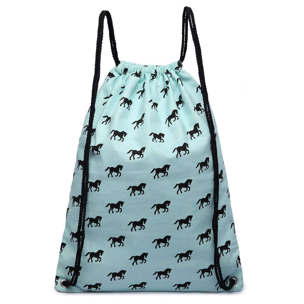 Rucsac casual unisex, bretele snur, imprimeu cai, KONO E1406H