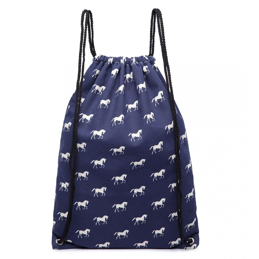 Rucsac casual unisex, bretele snur, imprimeu cai, KONO E1406H