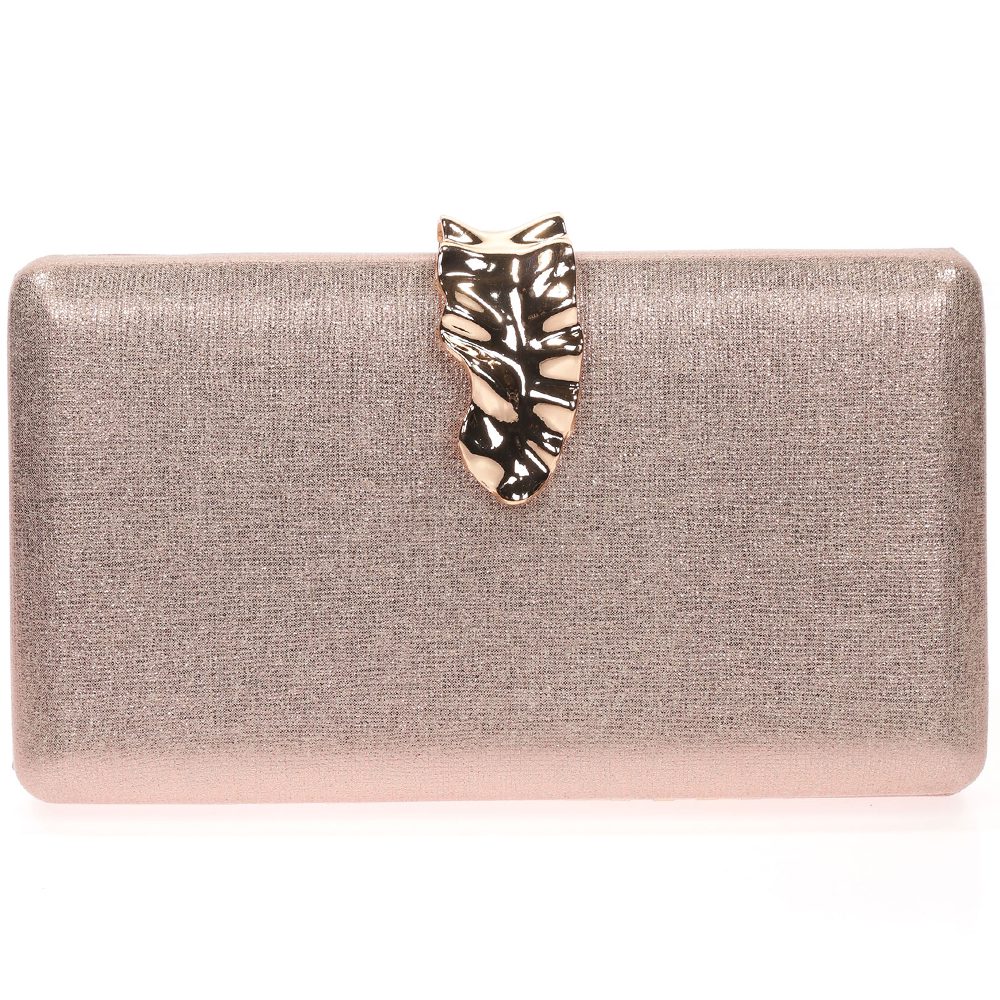 Geanta Clutch eleganta cu inchidere frunza din metal auriu, Paula Rossi AD-41372