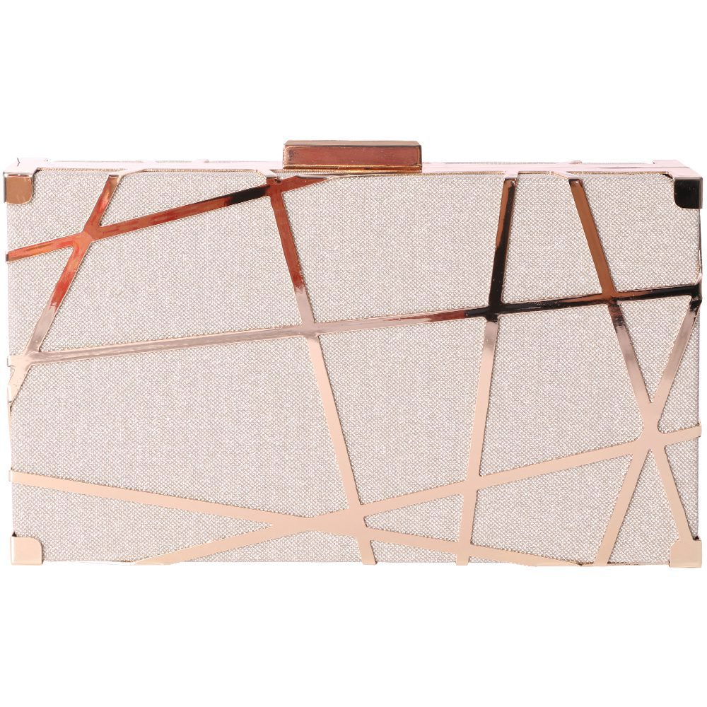 Geanta Clutch eleganta, cu exterior stralucitor si detaliu metalizat, Paula Rossi AD-41377