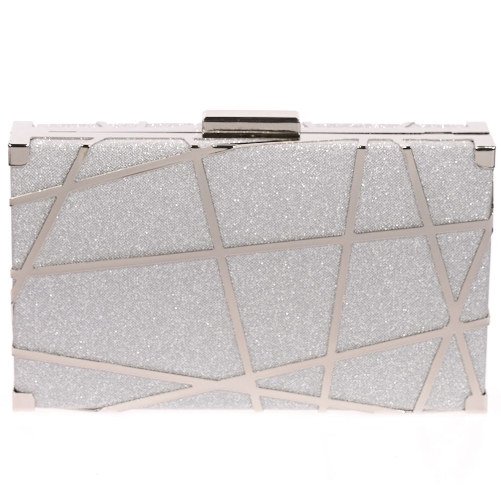 Geanta Clutch eleganta, cu exterior stralucitor si detaliu metalizat, Paula Rossi AD-41377