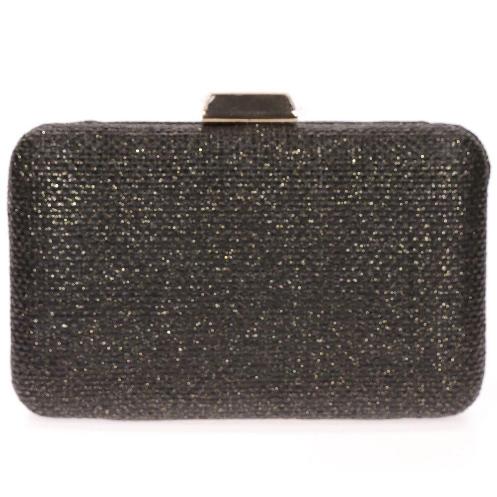 Geanta Clutch eleganta, cu efect de rafie neagra si fire aurii, AD-41379