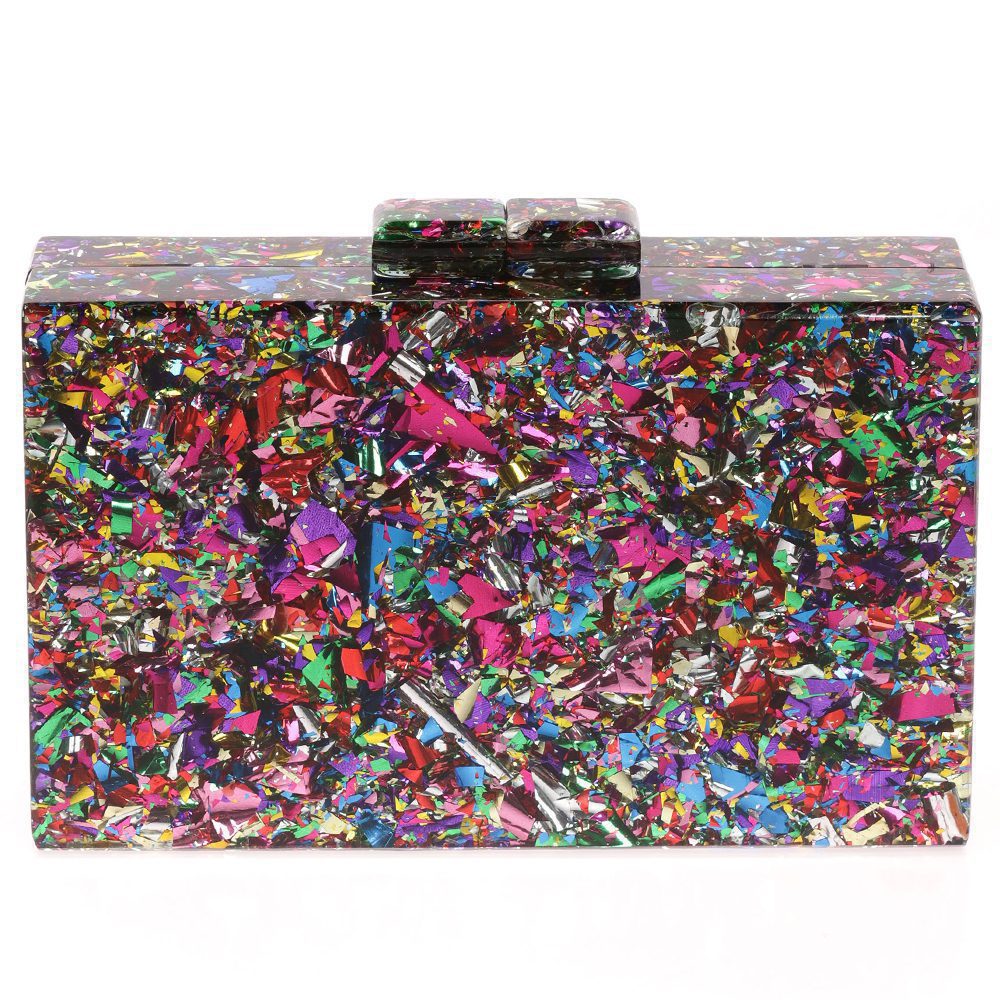 Geanta Clutch cu efect confetti, din plastic AD-61017