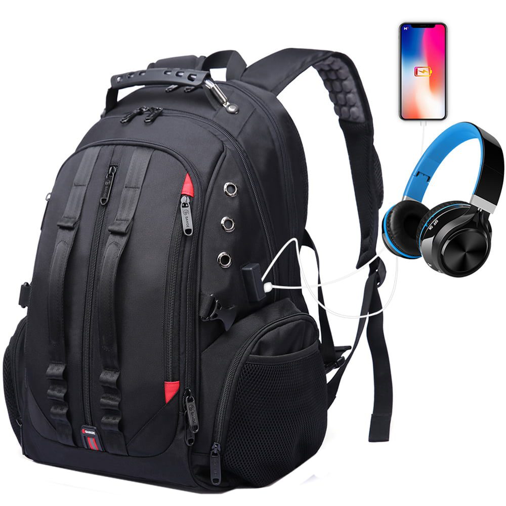 Rucsac multifunctional pentru calatorii, model casual, cu port USB Jack, din poliester rezistent la apa, spate respirabil cu buzunar antifurt BANGE BG1901