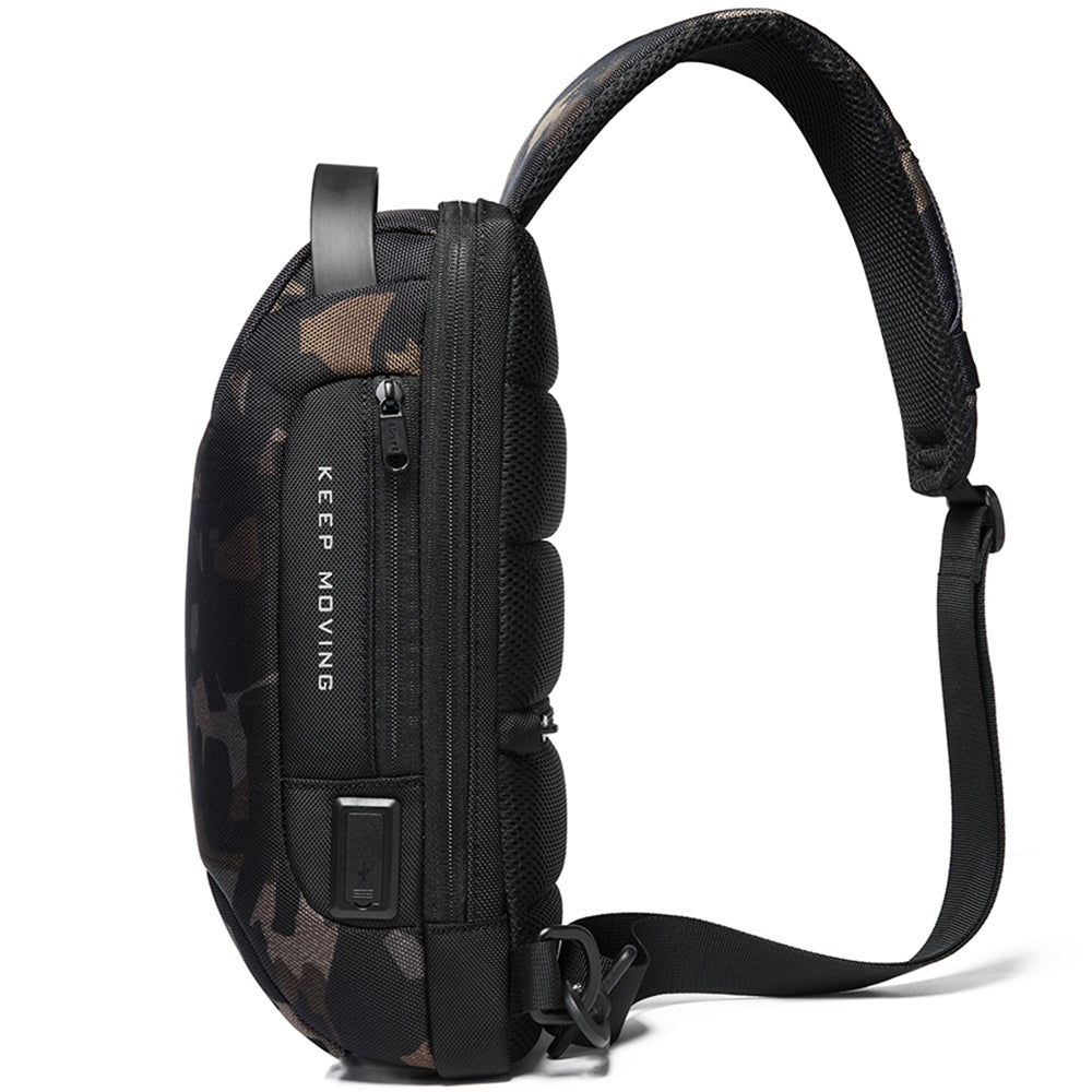 Rucsac crossbody pentru barbati, rezistent la stropi, buzunar antifurt, port USB, BANGE BG22085