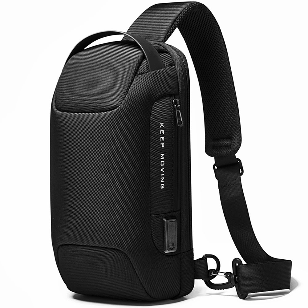 Rucsac crossbody pentru barbati, rezistent la stropi, buzunar antifurt, port USB, BANGE BG22085