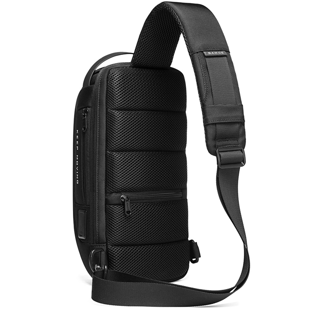 Rucsac crossbody pentru barbati, rezistent la stropi, buzunar antifurt, port USB, BANGE BG22085