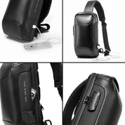 Rucsac crossbody pentru barbati, rezistent la stropi, buzunar antifurt, port USB, BANGE BG22085