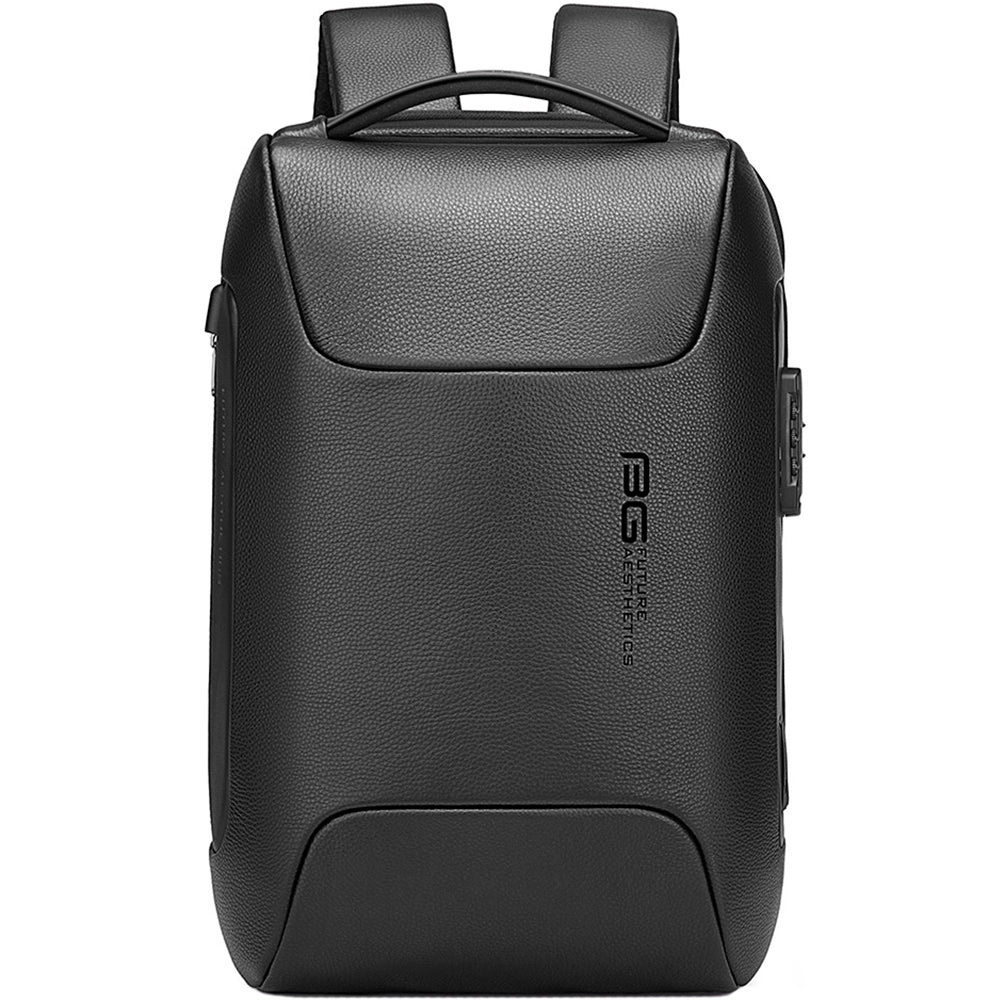 Rucsac smart pentru laptop 15.6 inch, design nou din piele naturala rezistent la apa, cu port USB si lacat TSA, spate respirabil cu buzunar ascuns si fixare de valiza, BANGE BG6622