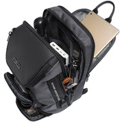 Rucsac crossbody pentru barbati, rezistent la apa, cu buzunar ascuns pe spate, port USB, BANGE BG7086