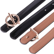 Curea dama, ROCS, piele naturala cu aspect lacuit, model subtire BZ-28
