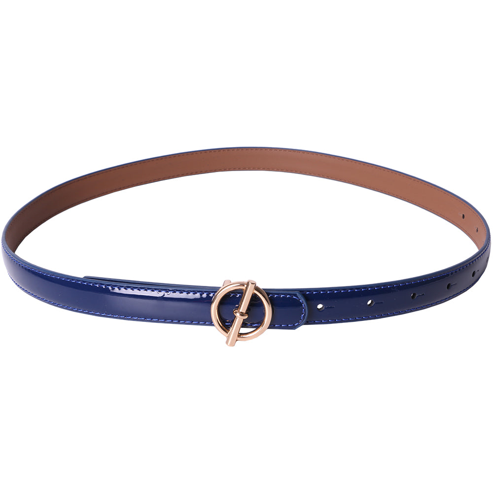 Curea dama, ROCS, piele naturala cu aspect lacuit, model subtire BZ-28