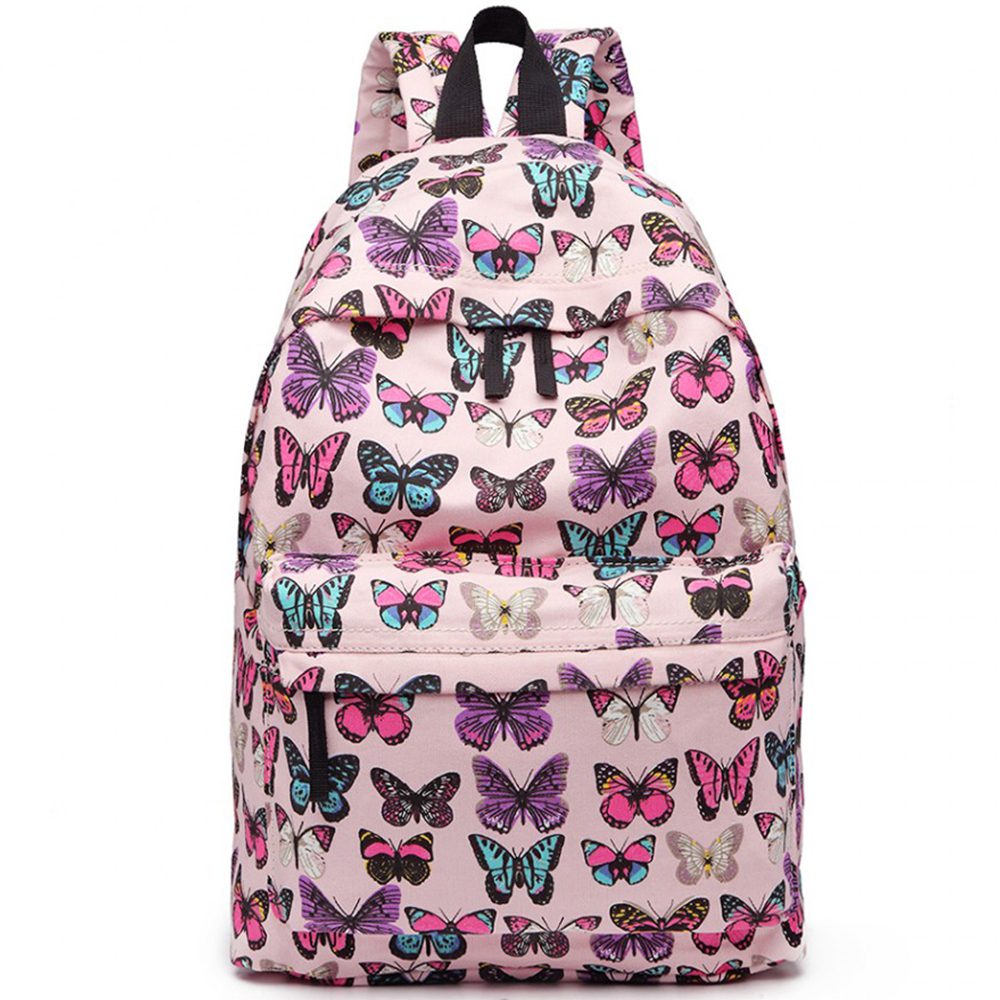 Rucsac casual pentru adolescenti, cu print fluturi, Miss Lulu E1401B