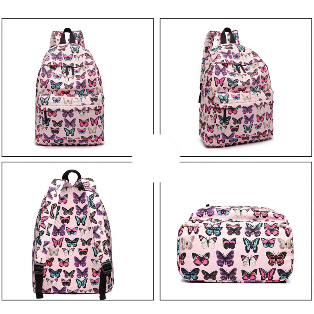 Rucsac casual pentru adolescenti, cu print fluturi, Miss Lulu E1401B