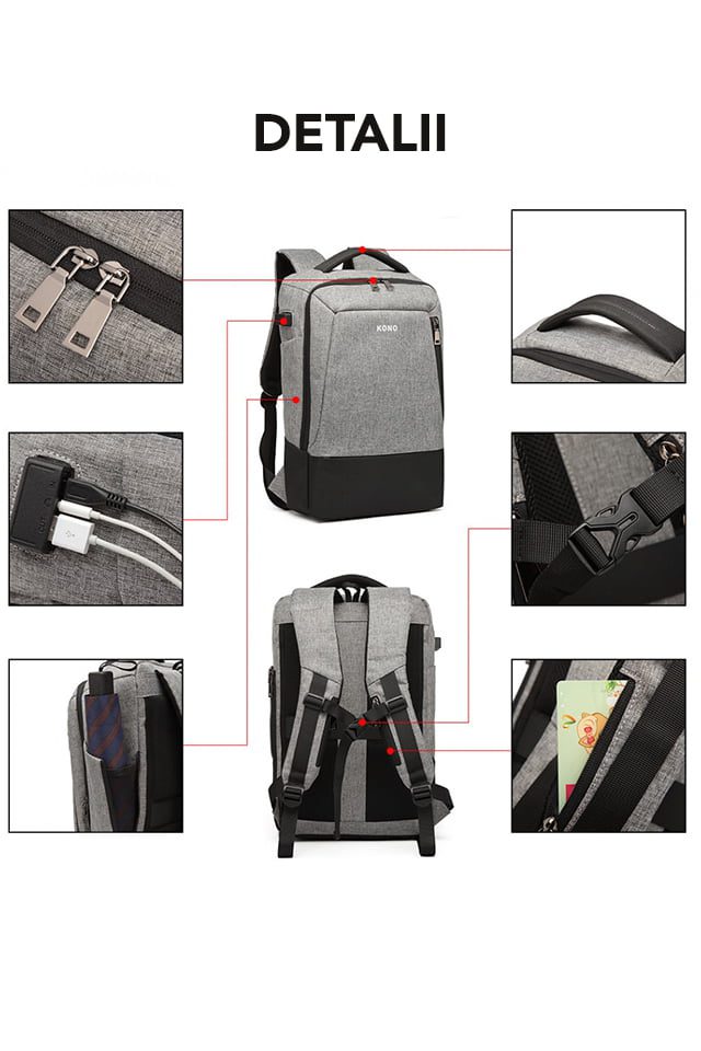 Rucsac smart casual, Kono cu port USB si AUX, E6869