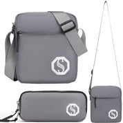 Rucsac unisex pentru laptop, cu geanta de umar si penar, cu detalii reflectorizante, KONO EB2363