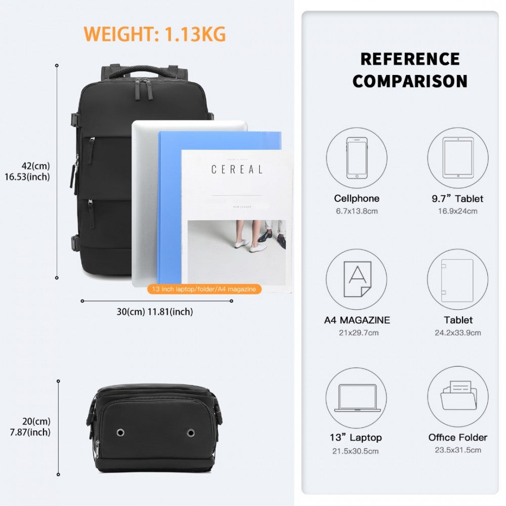 Rucsac multifunctional, compartment laptop 15.6 inch, rezistent la stropi de apa, port USB, pentru calatorii, drumetii activitati zi cu zi, KONO, EQ2344