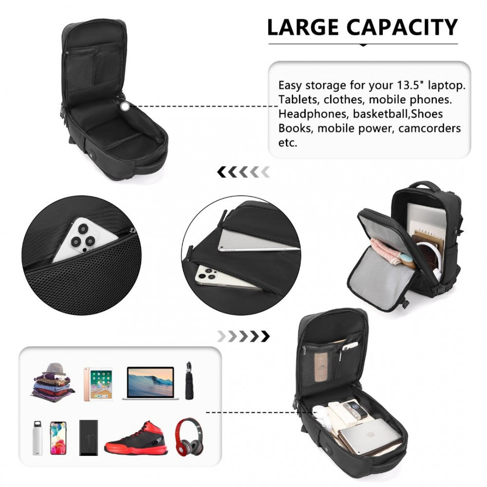 Rucsac multifunctional, compartment laptop 15.6 inch, rezistent la stropi de apa, port USB, pentru calatorii, drumetii activitati zi cu zi, KONO, EQ2344