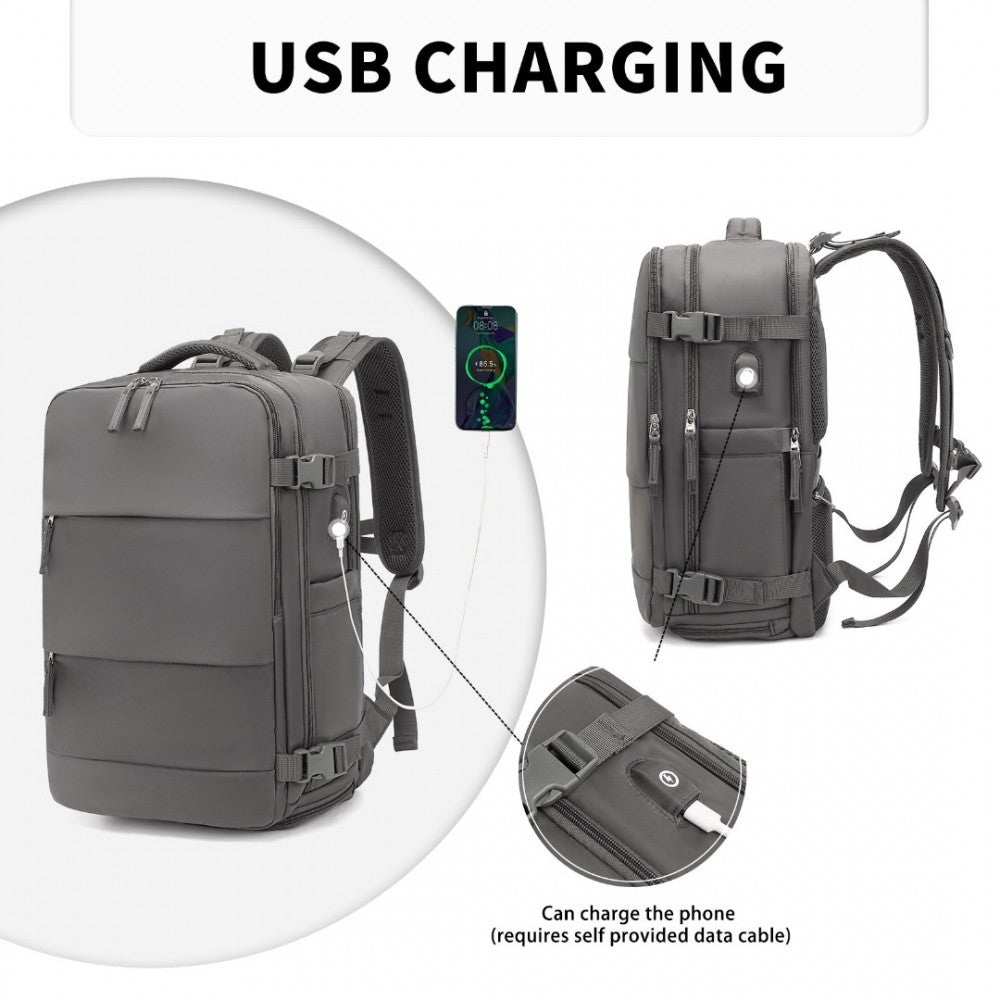 Rucsac multifunctional, compartment laptop 15.6 inch, rezistent la stropi de apa, port USB, pentru calatorii, drumetii activitati zi cu zi, KONO, EQ2344