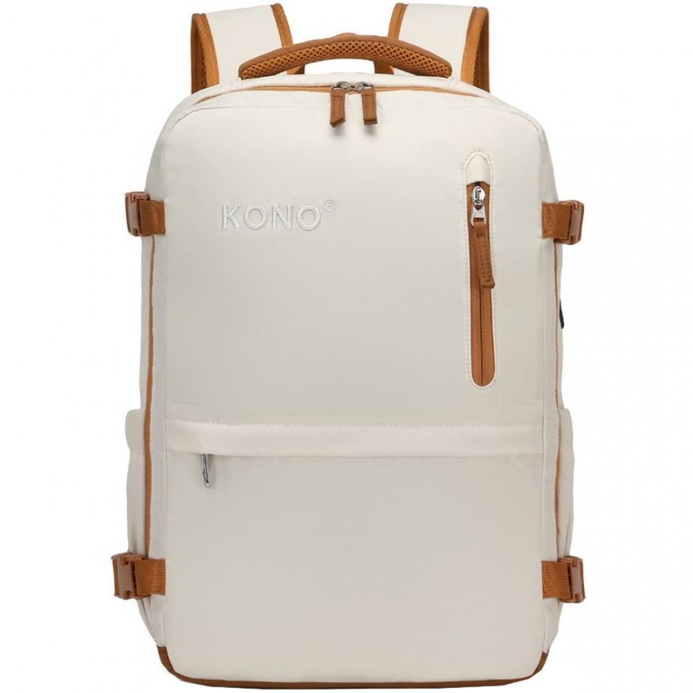 Rucsac unisex casual pentru calatorii cu borseta detasabila, din poliester este rezistetn la stropi, cu port USB &amp; TYPE-C, se fizeaza de valiza, KONO EQ2406