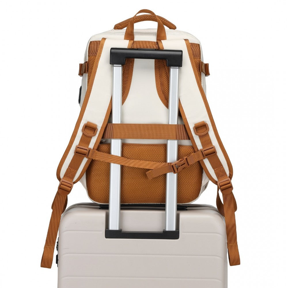 Rucsac unisex casual pentru calatorii cu borseta detasabila, din poliester este rezistent la stropi, cu port USB TYPE-C, se fizeaza de valiza, KONO EQ2406