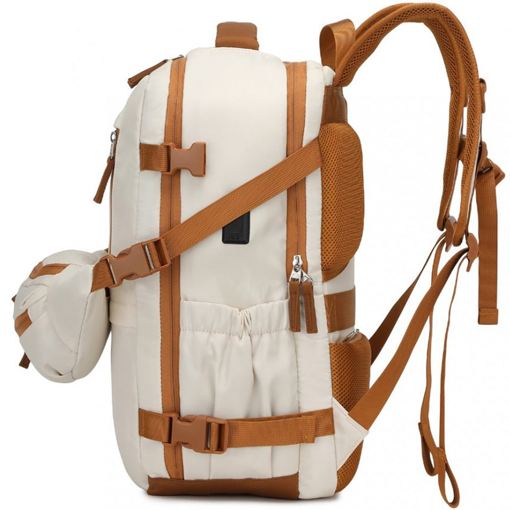Rucsac unisex casual pentru calatorii cu borseta detasabila, din poliester este rezistent la stropi, cu port USB TYPE-C, se fizeaza de valiza, KONO EQ2406