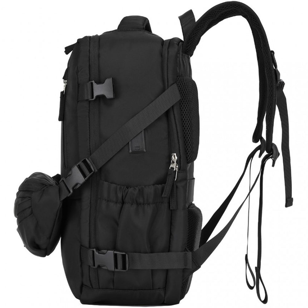 Rucsac unisex casual pentru calatorii cu borseta detasabila, din poliester este rezistent la stropi, cu port USB TYPE-C, se fizeaza de valiza, KONO EQ2406