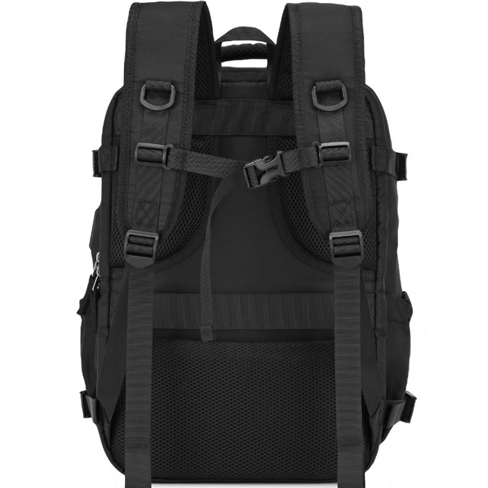 Rucsac unisex casual pentru calatorii cu borseta detasabila, din poliester este rezistent la stropi, cu port USB TYPE-C, se fizeaza de valiza, KONO EQ2406