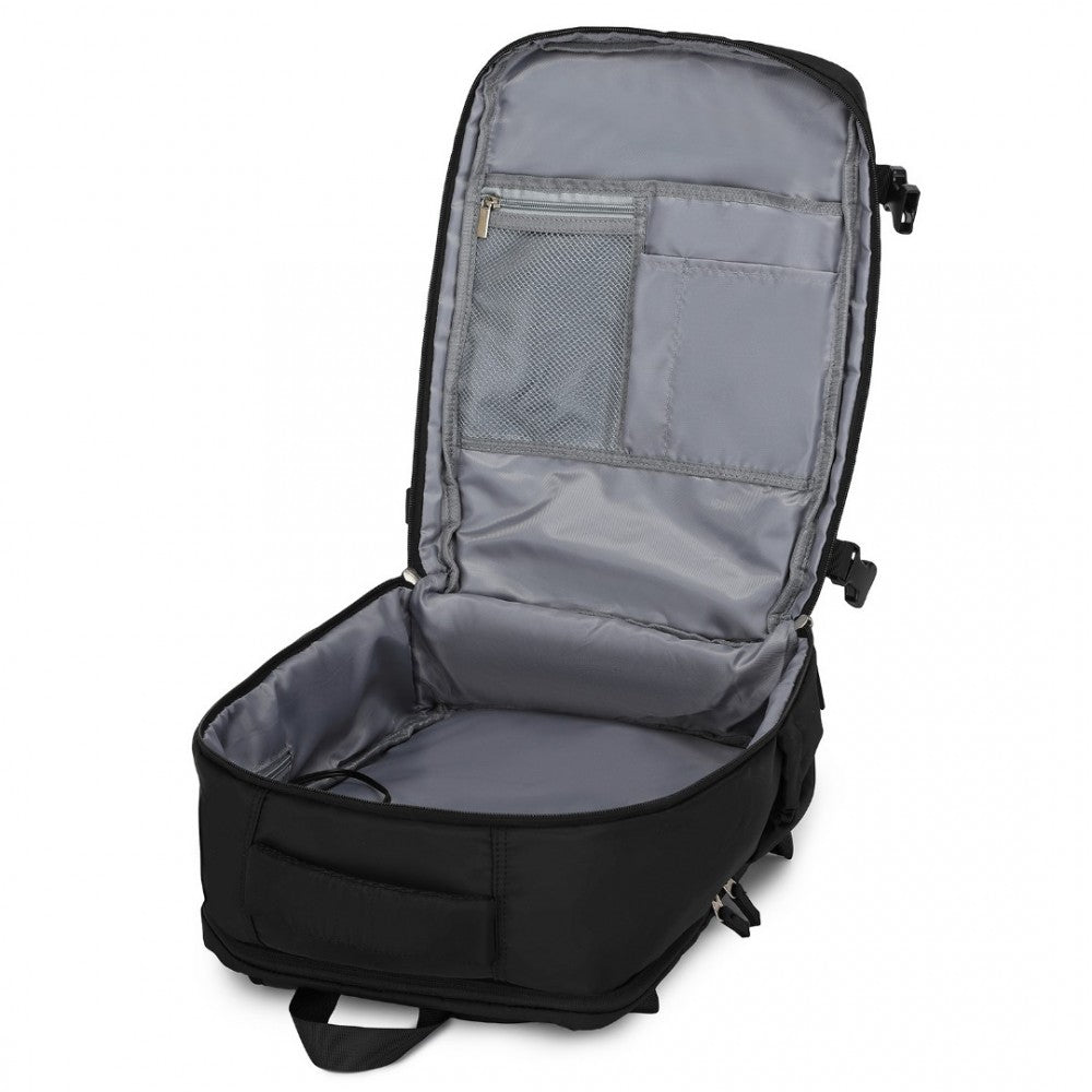 Rucsac unisex casual pentru calatorii cu borseta detasabila, din poliester este rezistent la stropi, cu port USB TYPE-C, se fizeaza de valiza, KONO EQ2406