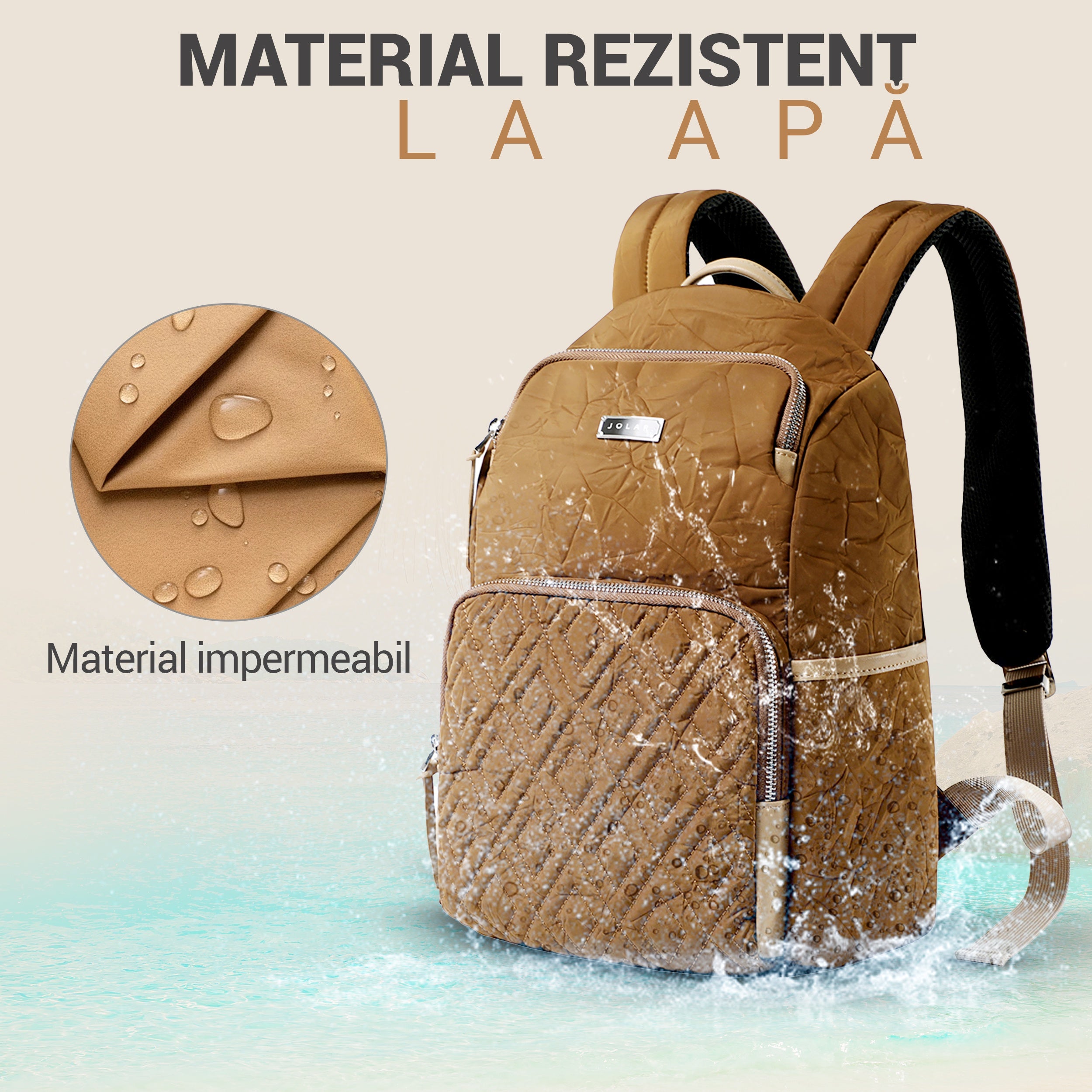 Rucsac elegant de dama, JOLAR. rezistent la apa, multifunctional, ideal pentru birou, calatorii, activitati zilnice, compartiment laptop 13.3", design ergonomic, buzunare ascunse si curele ajustabile, fixare de valiza, GP023116