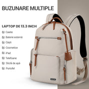 Rucsac elegant de dama, JOLAR. rezistent la apa, multifunctional, ideal pentru birou, calatorii, activitati zilnice, compartiment laptop 13.3 inch, design ergonomic, fixare de valiza, GP023132