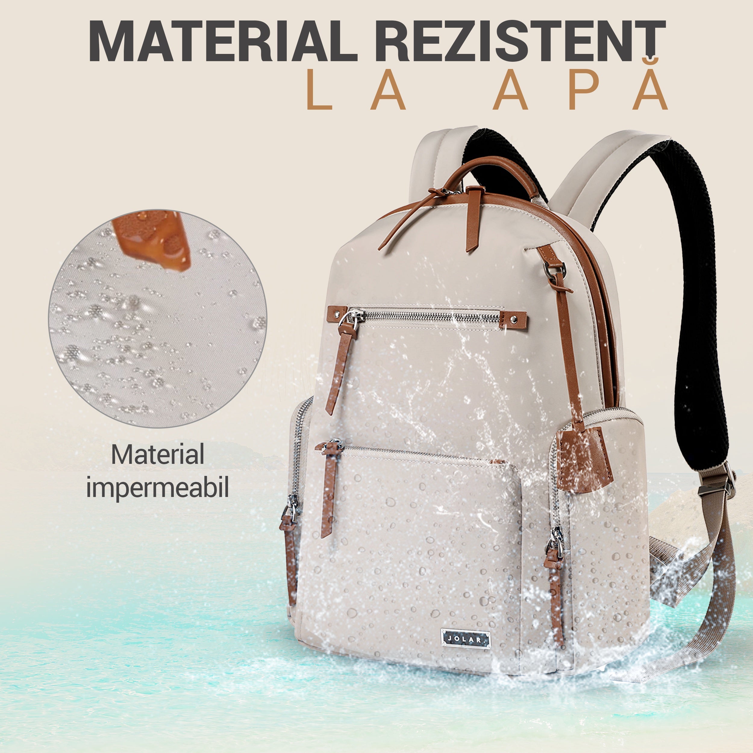 Rucsac elegant de dama, JOLAR. rezistent la apa, multifunctional, ideal pentru birou, calatorii, activitati zilnice, compartiment laptop 13.3 inch, design ergonomic, fixare de valiza, GP023132