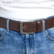 Curea Bărbați Piele Naturală JOLAR, Cataramă Clasică Antichizată, 4,5 cm