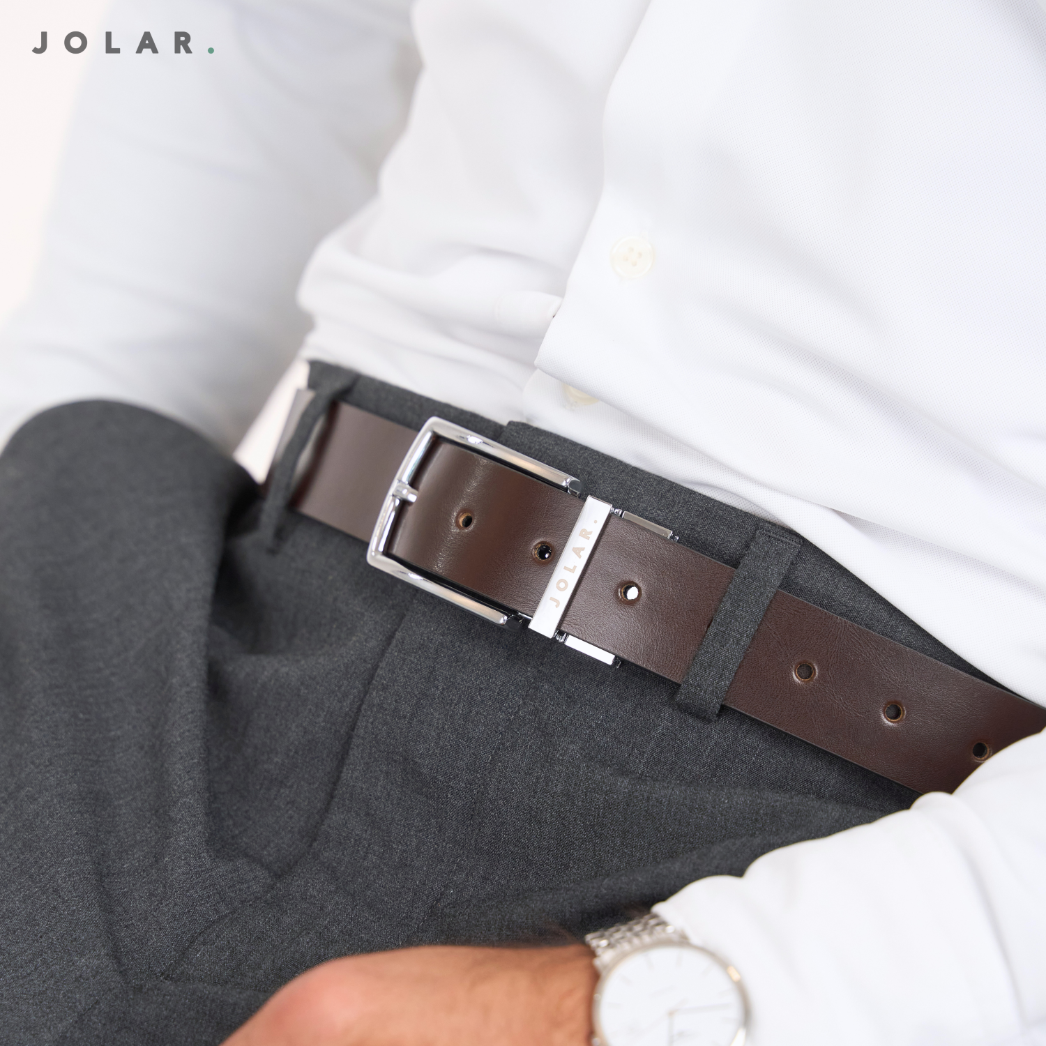 Curea Bărbați Piele Naturală JOLAR, Cataramă Reversibilă, 2 Fețe, 3,5 cm