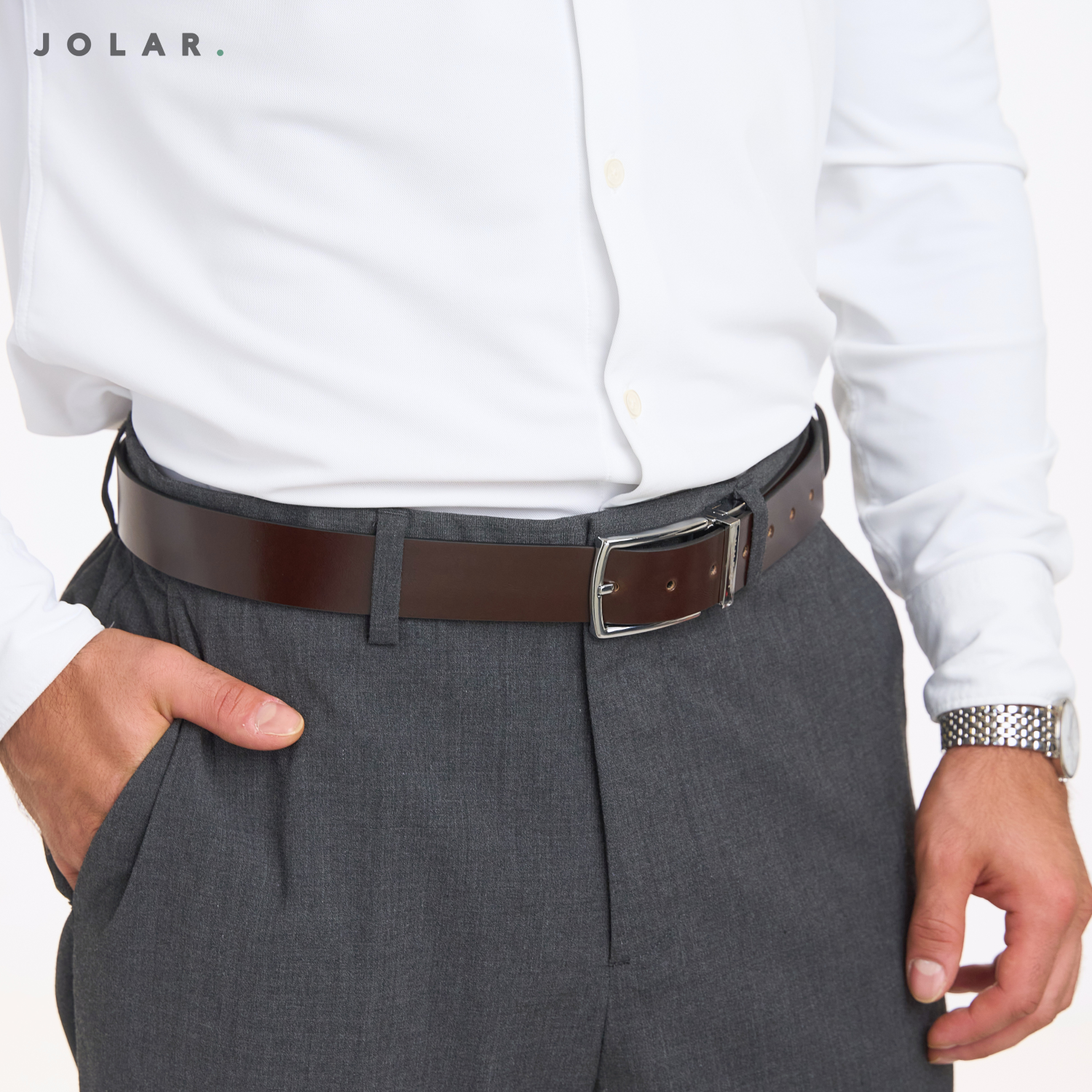 Curea Bărbați Piele Naturală JOLAR, Cataramă Reversibilă, 2 Fețe, 3,5 cm
