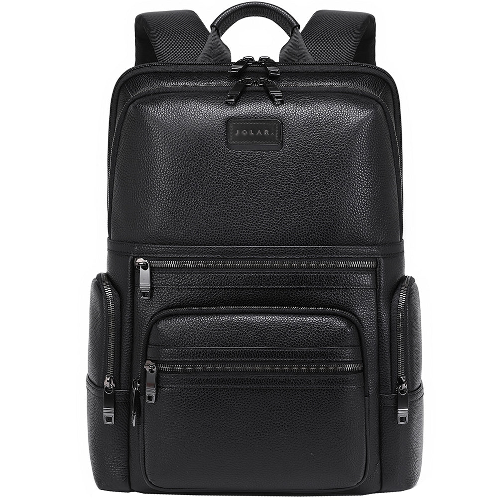 Rucsac Laptop Piele Naturală JOLAR, Business Casual, Negru