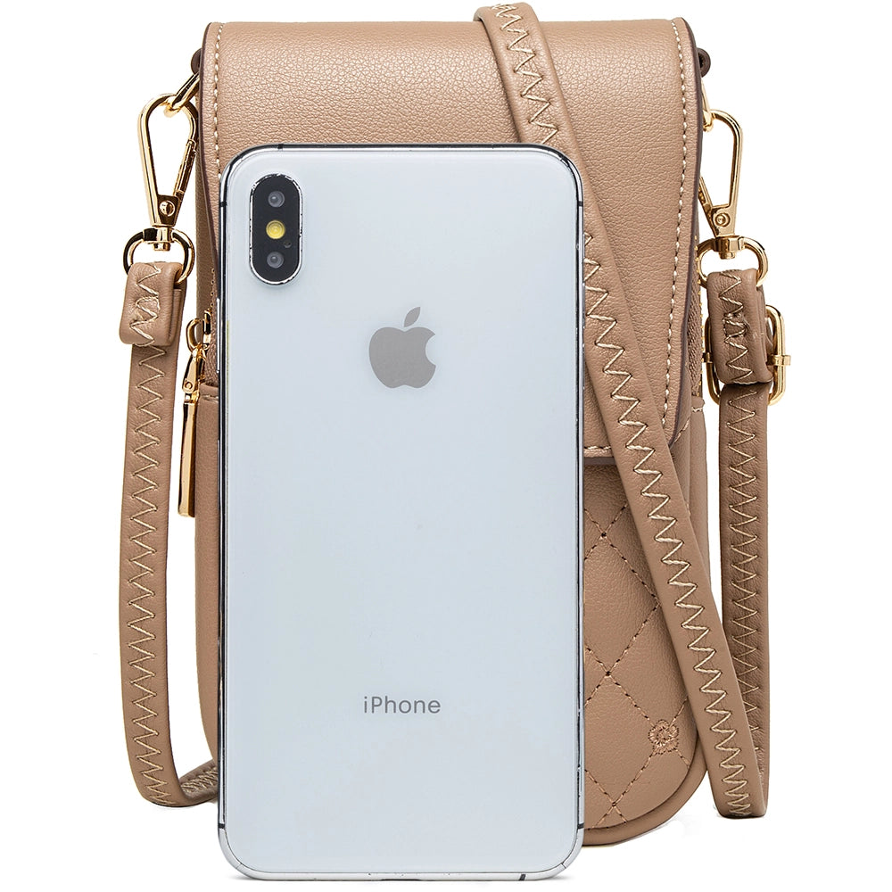 Geanta mini crossbody pentru telefon, cu broderie flori, eleganta din piele PU, PRETTYZYS L108