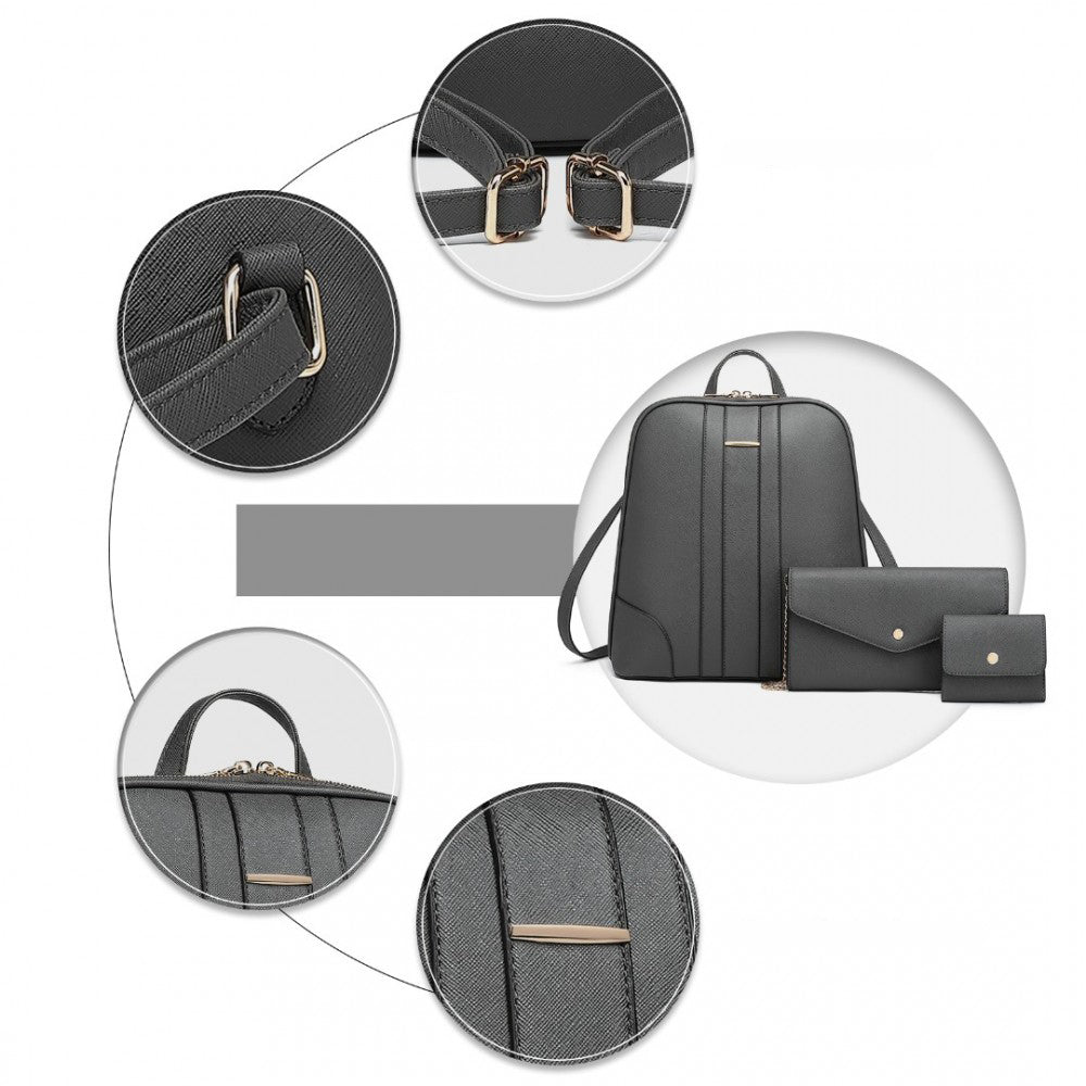 Rucsac dama, set 3 articole, din piele ecologica, rezistent la apa Miss Lulu LD2249