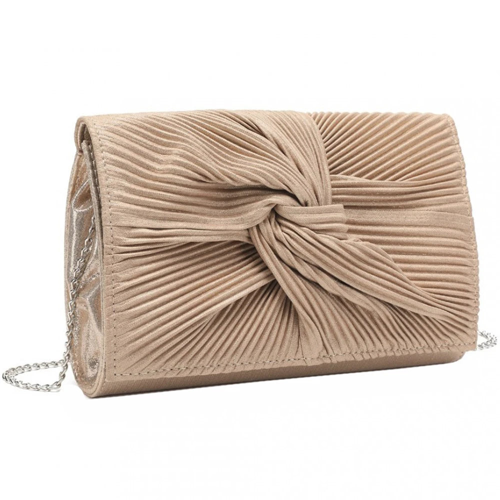 Geanta clutch pentru dama, eleganta de seara, din piele PU si material textil, Miss Lulu LH2252