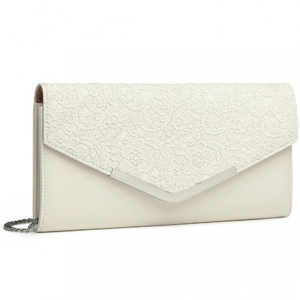 Geanta clutch de seara, eleganta cu aspect texturat sin piele ecologica, Miss Lulu LP2312