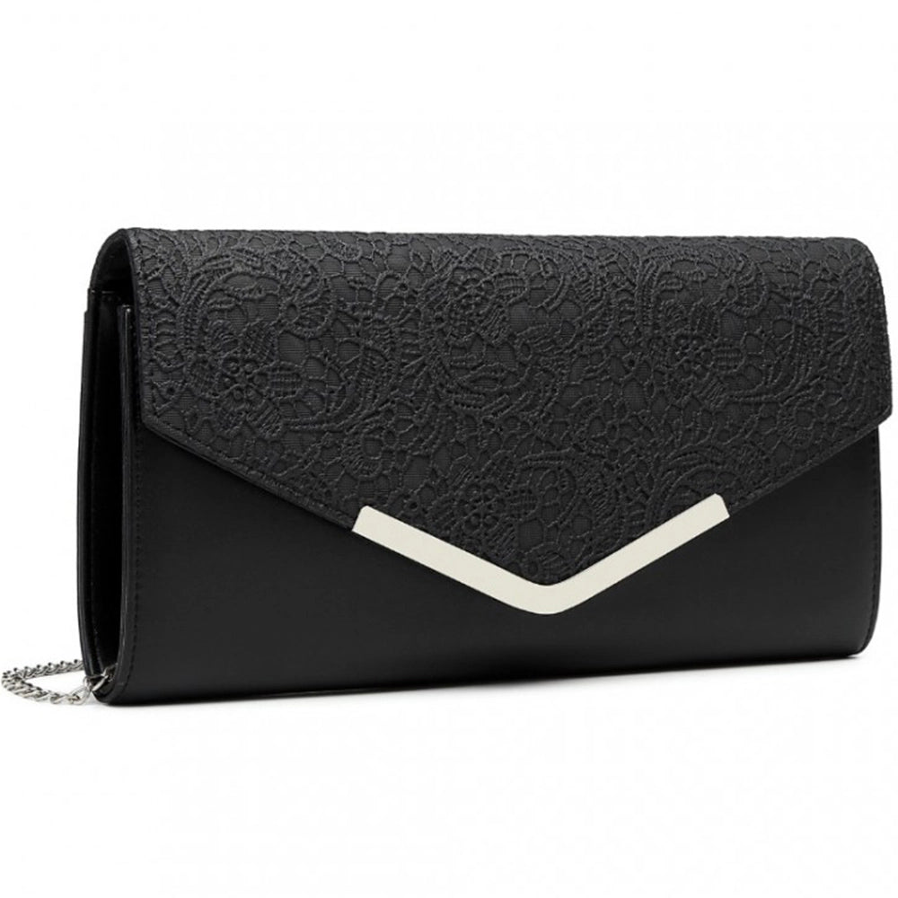 Geanta clutch de seara, eleganta cu aspect texturat sin piele ecologica, Miss Lulu LP2312